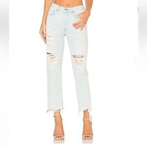 Abercrombie Highrise Light Wash Boyfriend Distressed Jeans Cotton Size 26